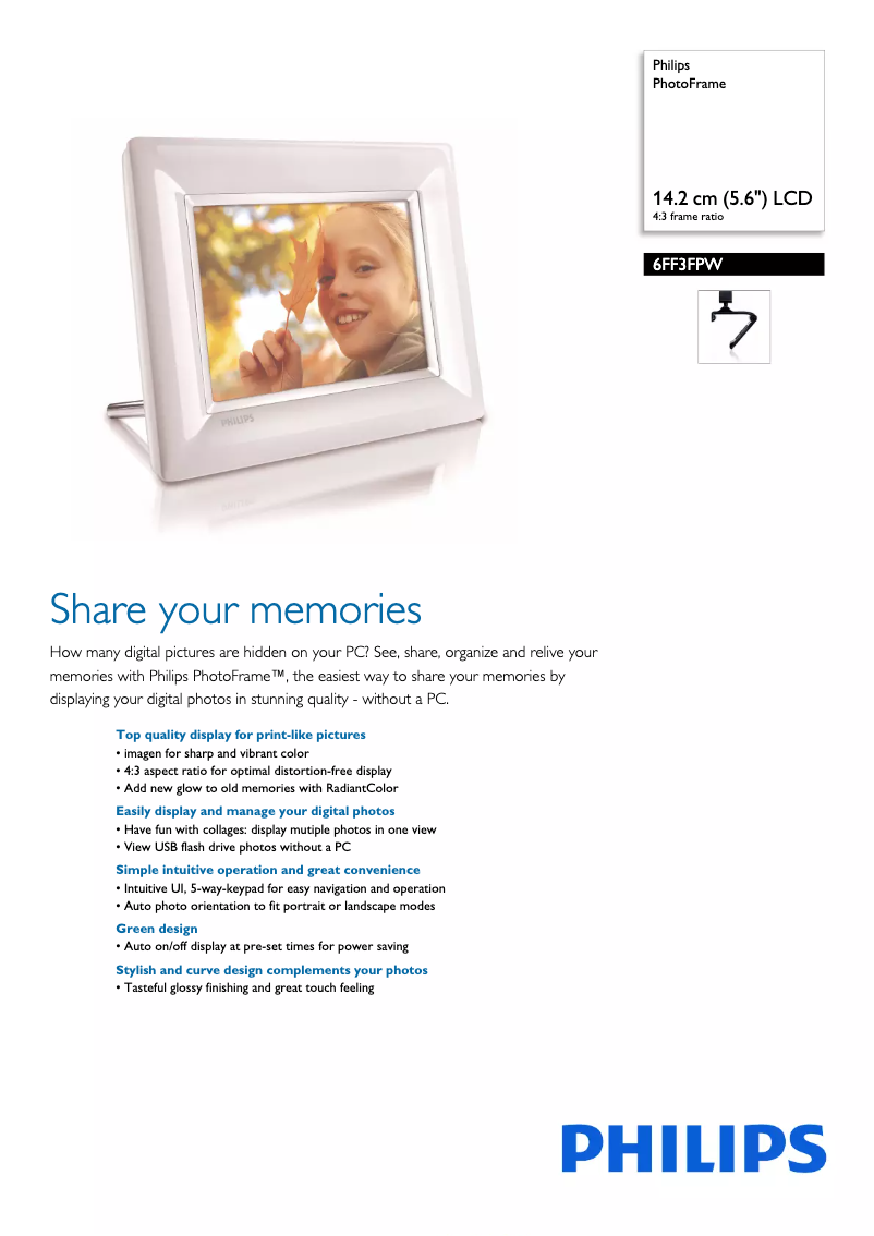 Página 1 del manual Folleto Philips 6FF3FPW