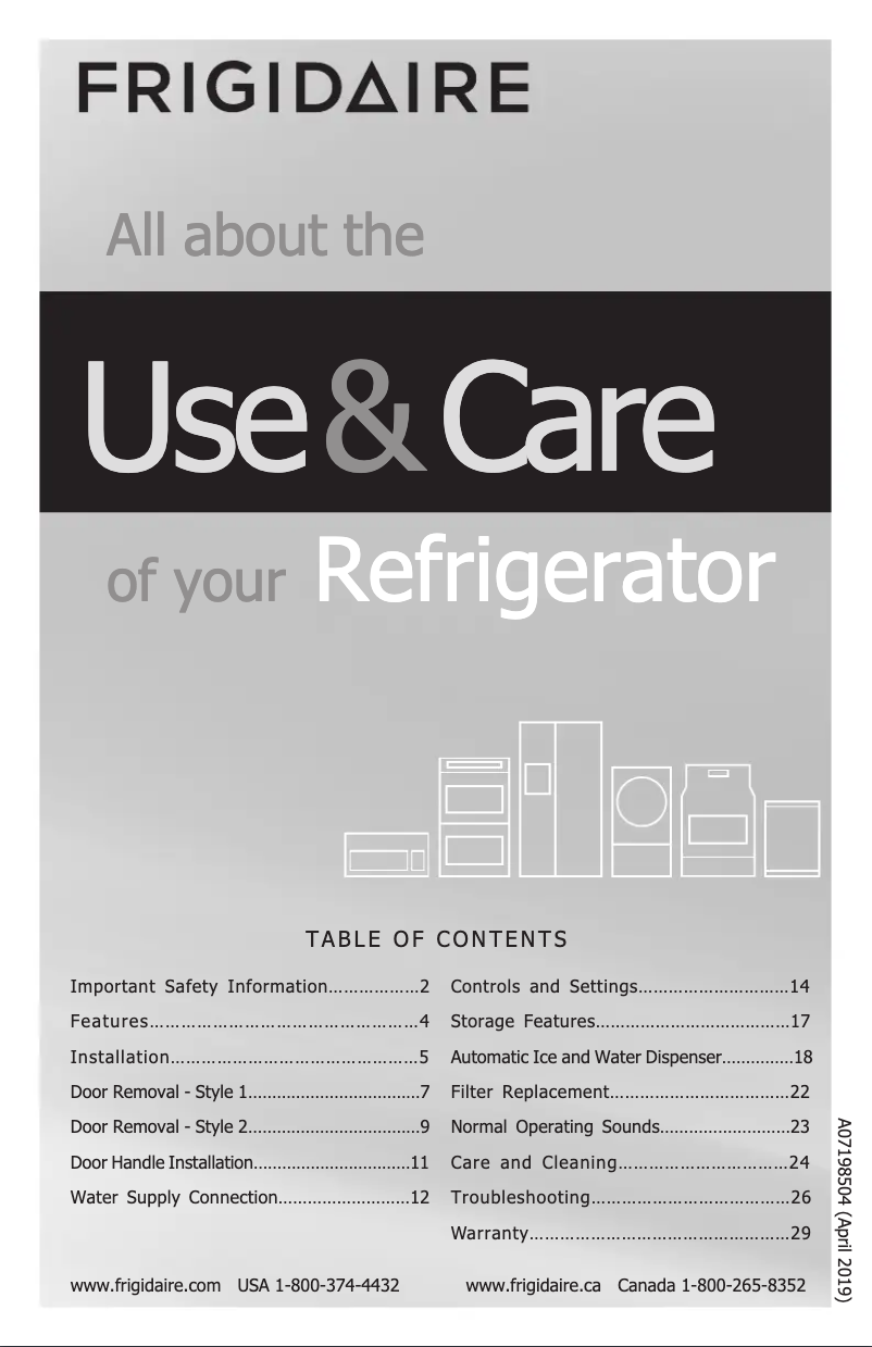 Page 1 de la notice Manuel utilisateur Frigidaire LFSS2612TF