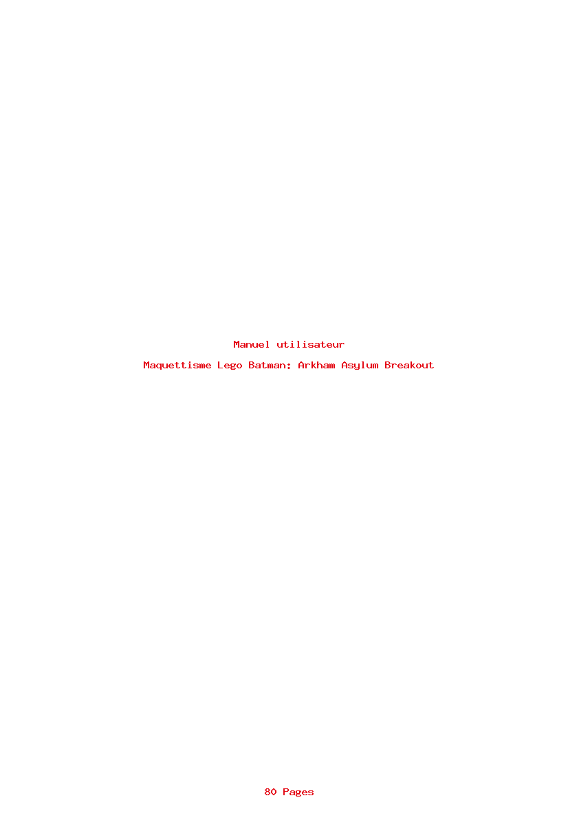 Page 1 de la notice Manuel utilisateur Lego Batman: Arkham Asylum Breakout