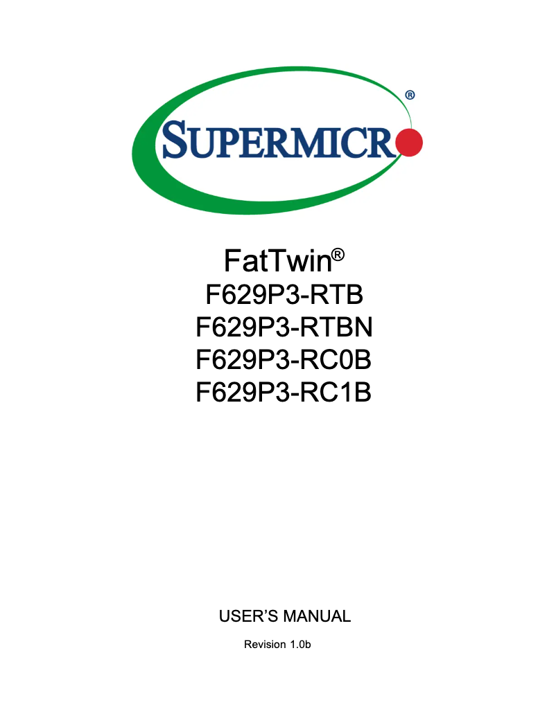 Page 1 de la notice Manuel utilisateur Supermicro SuperServer F629P3-RC0B
