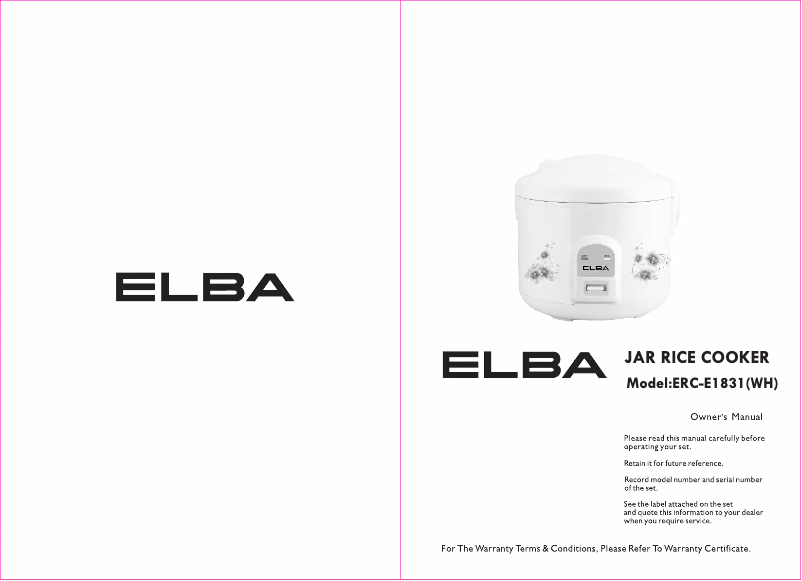 Page 1 of the manual User Manual Elba ERC-E1831(WH)