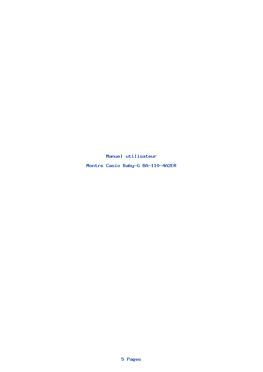 Page 1 de la notice Manuel utilisateur Casio Baby-G BA-110-4A2ER