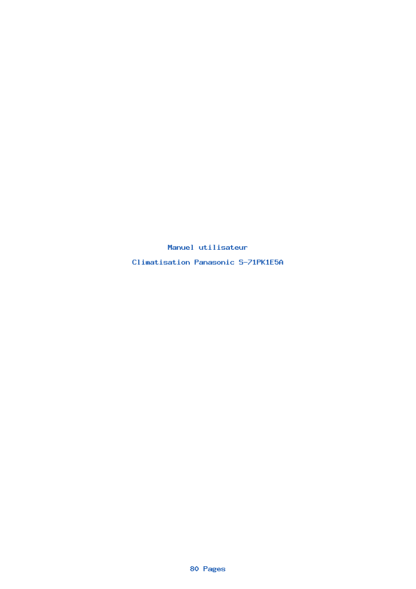 Page 1 de la notice Manuel utilisateur Panasonic S-71PK1E5A