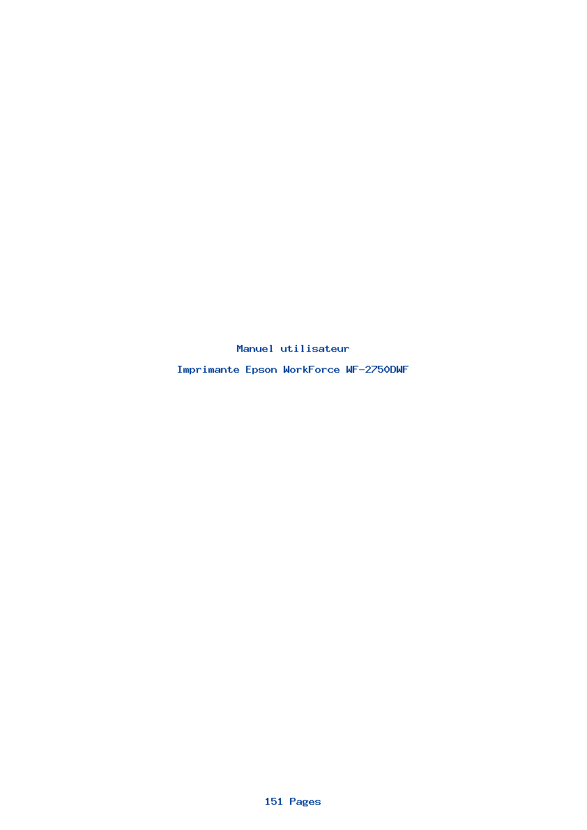 Page 1 de la notice Manuel utilisateur Epson WorkForce WF-2750DWF