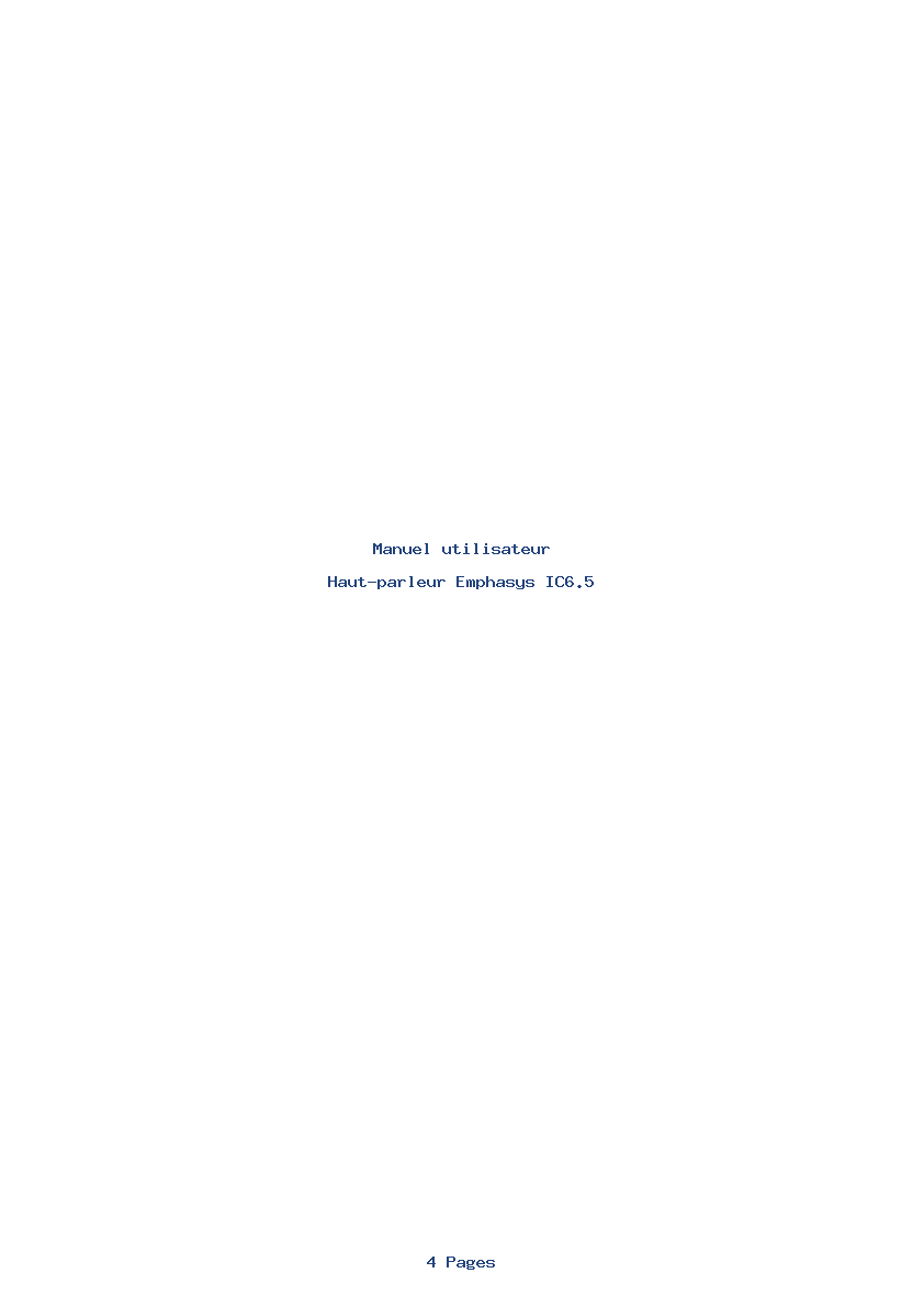 Page 1 de la notice Manuel utilisateur Emphasys IC6.5