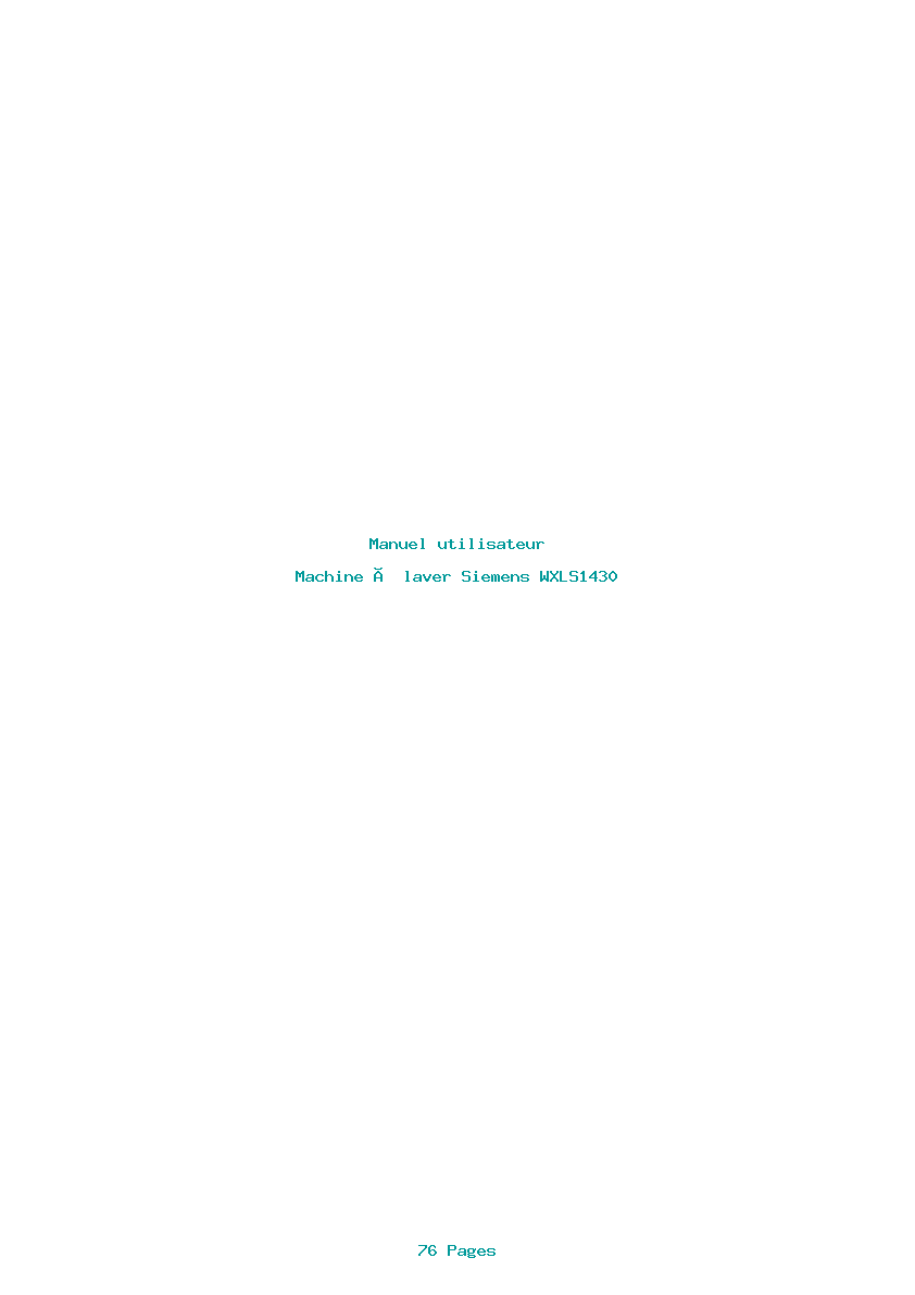 Page 1 de la notice Manuel utilisateur Siemens WXLS1430