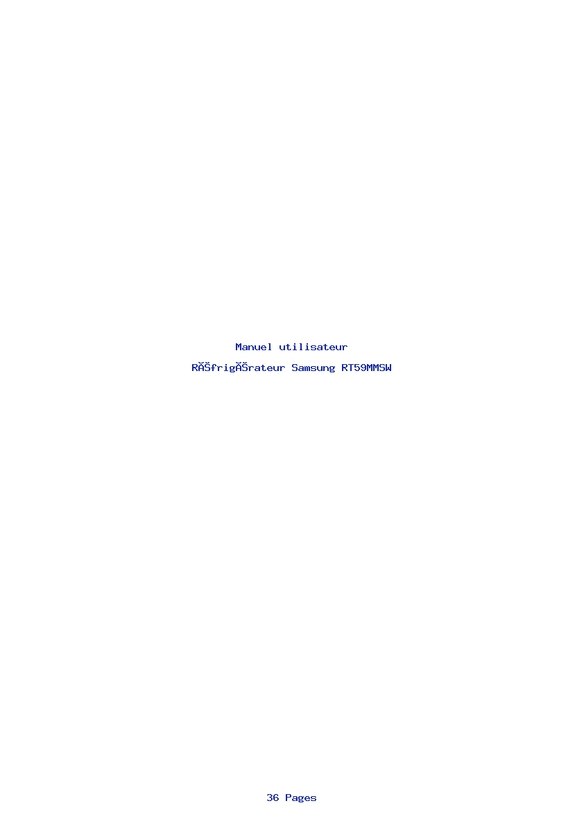 Page 1 de la notice Manuel utilisateur Samsung RT59MMSW