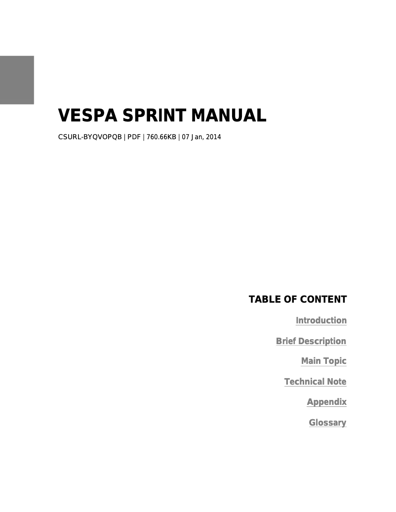 Page 1 de la notice Manuel utilisateur Vespa Sprint (2014)