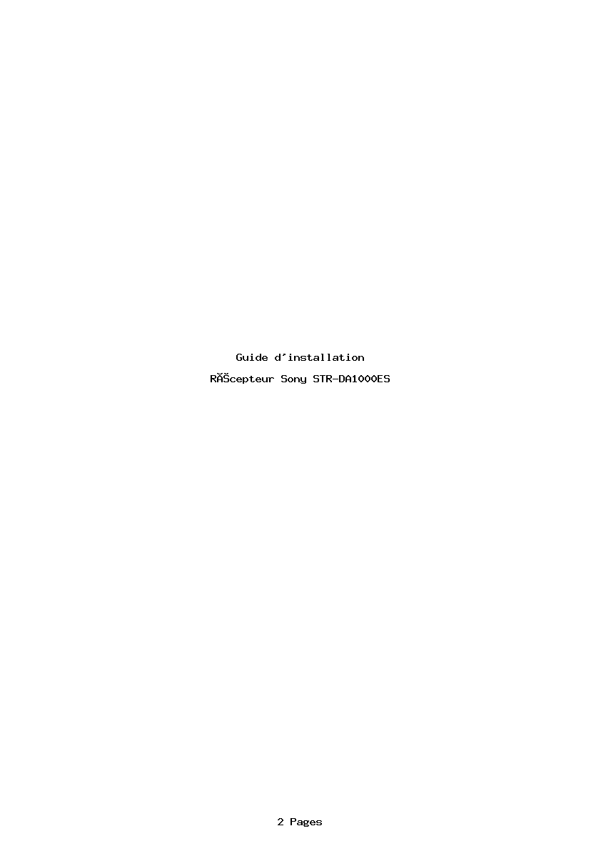 Page 1 de la notice Guide d'installation Sony STR-DA1000ES