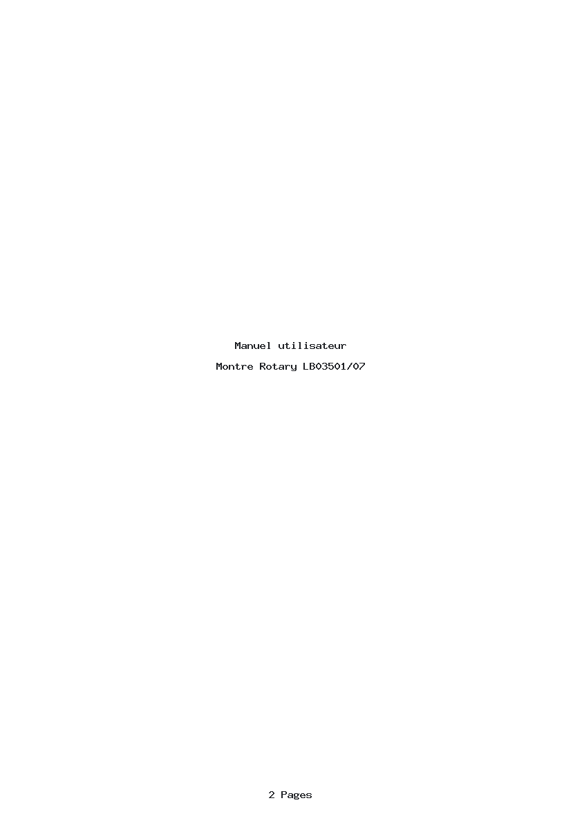 Page 1 de la notice Manuel utilisateur Rotary LB03501/07