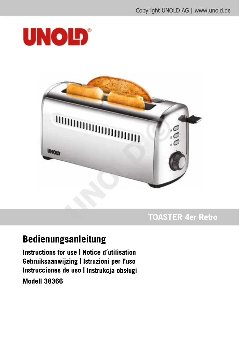 Page 1 de la notice Manuel utilisateur Unold 38366