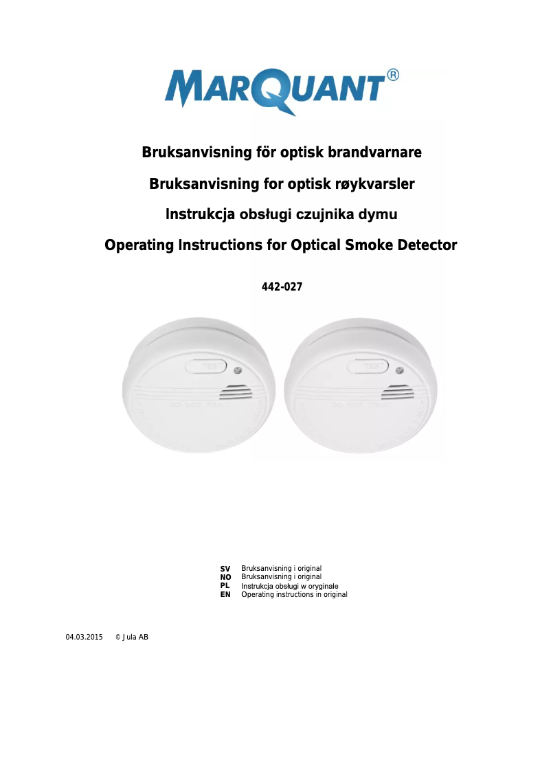 Page 1 de la notice Manuel utilisateur Marquant 442-027