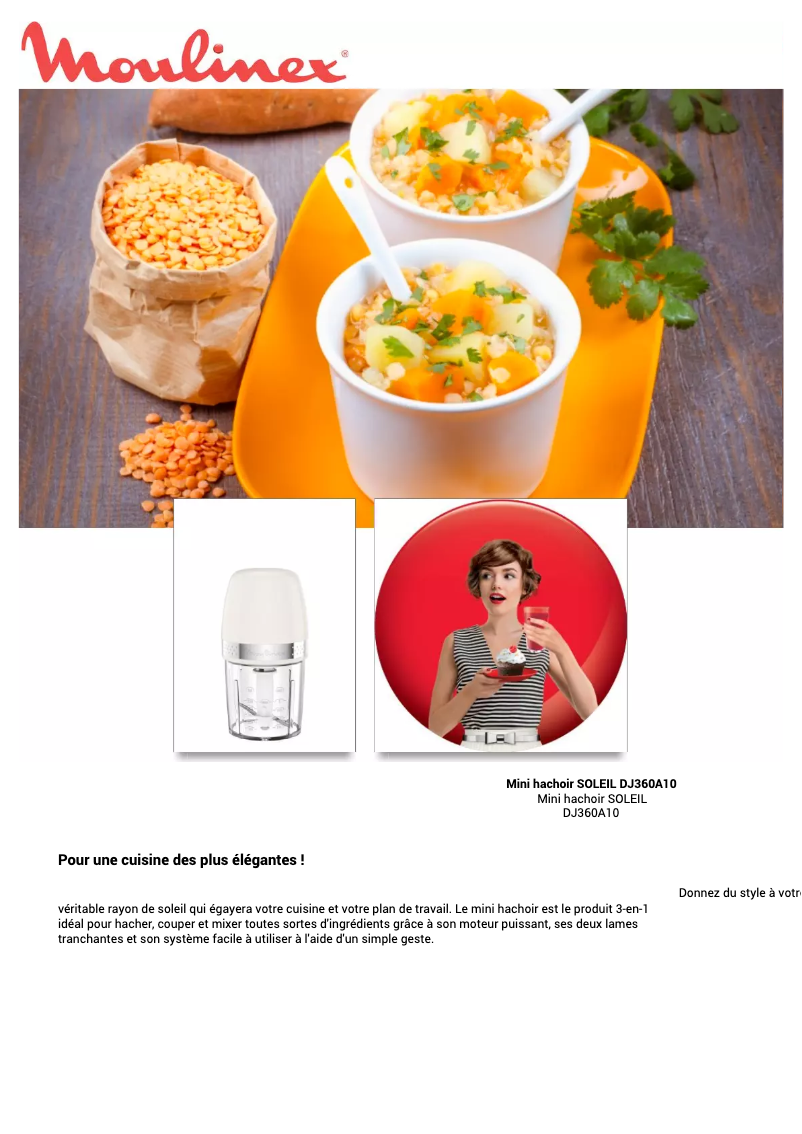 Page 1 de la notice Manuel utilisateur Moulinex Soleil DJ360A