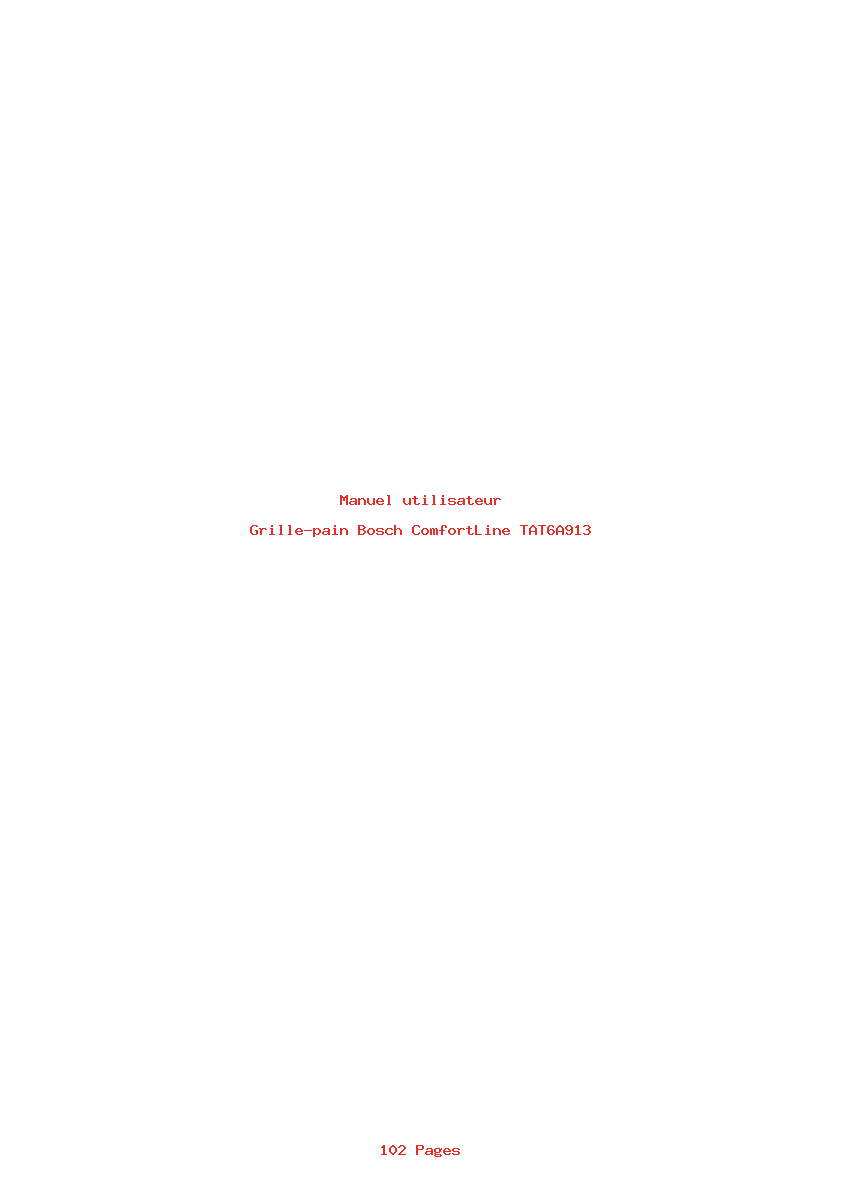 Page 1 de la notice Manuel utilisateur Bosch ComfortLine TAT6A913