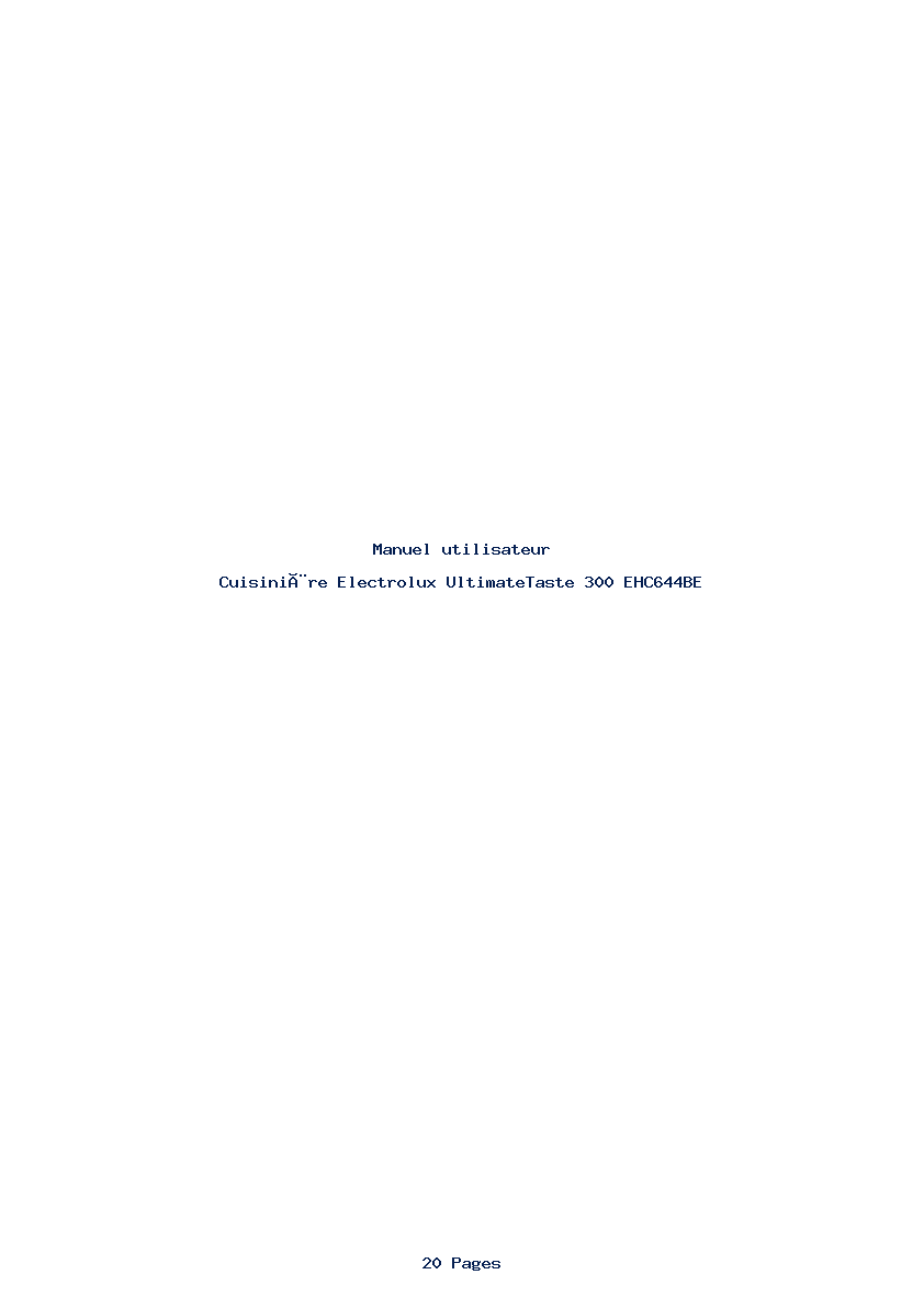 Page 1 de la notice Manuel utilisateur Electrolux UltimateTaste 300 EHC644BE