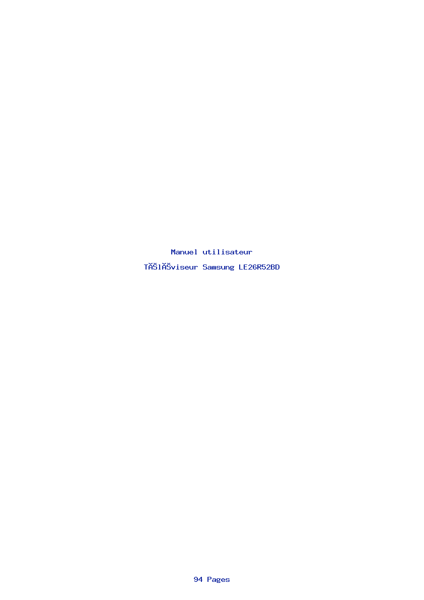 Page 1 de la notice Manuel utilisateur Samsung LE26R52BD