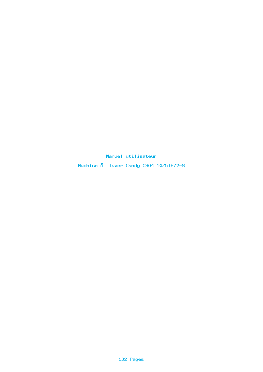 Page 1 de la notice Manuel utilisateur Candy CSO4 1075TE/2-S