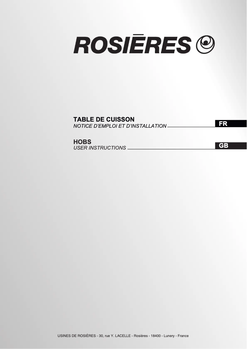 Page 1 de la notice Manuel utilisateur Rosieres RH 64 CT/1