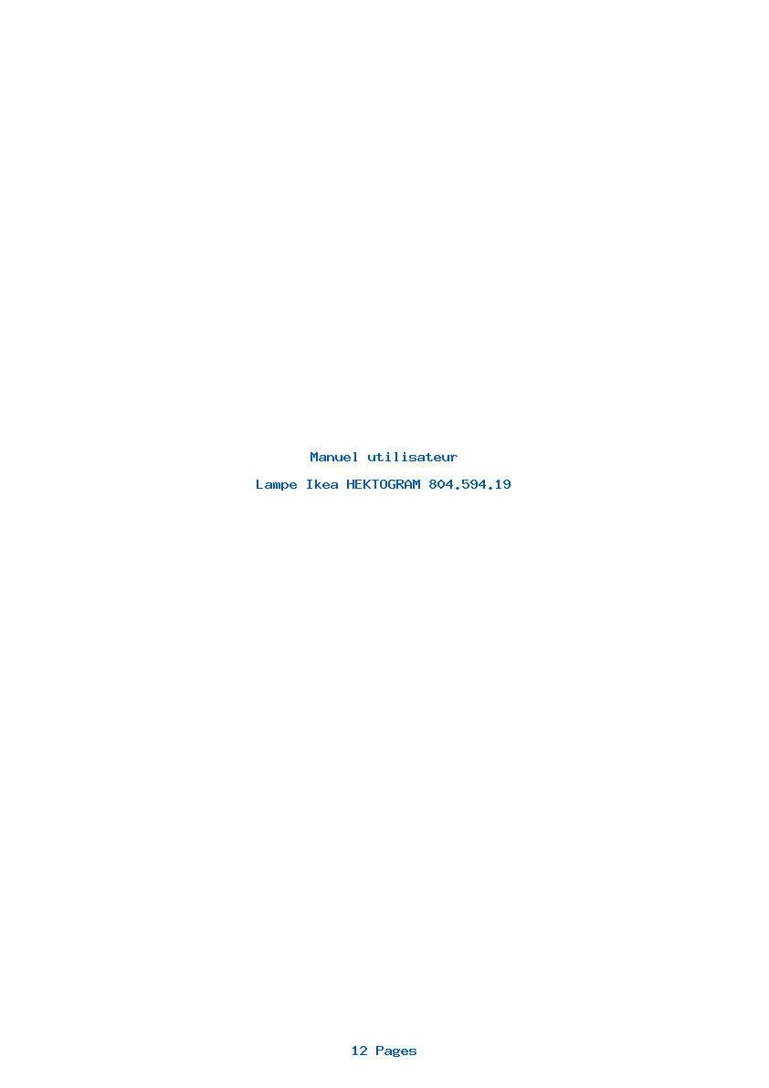 Page 1 de la notice Manuel utilisateur Ikea HEKTOGRAM 804.594.19
