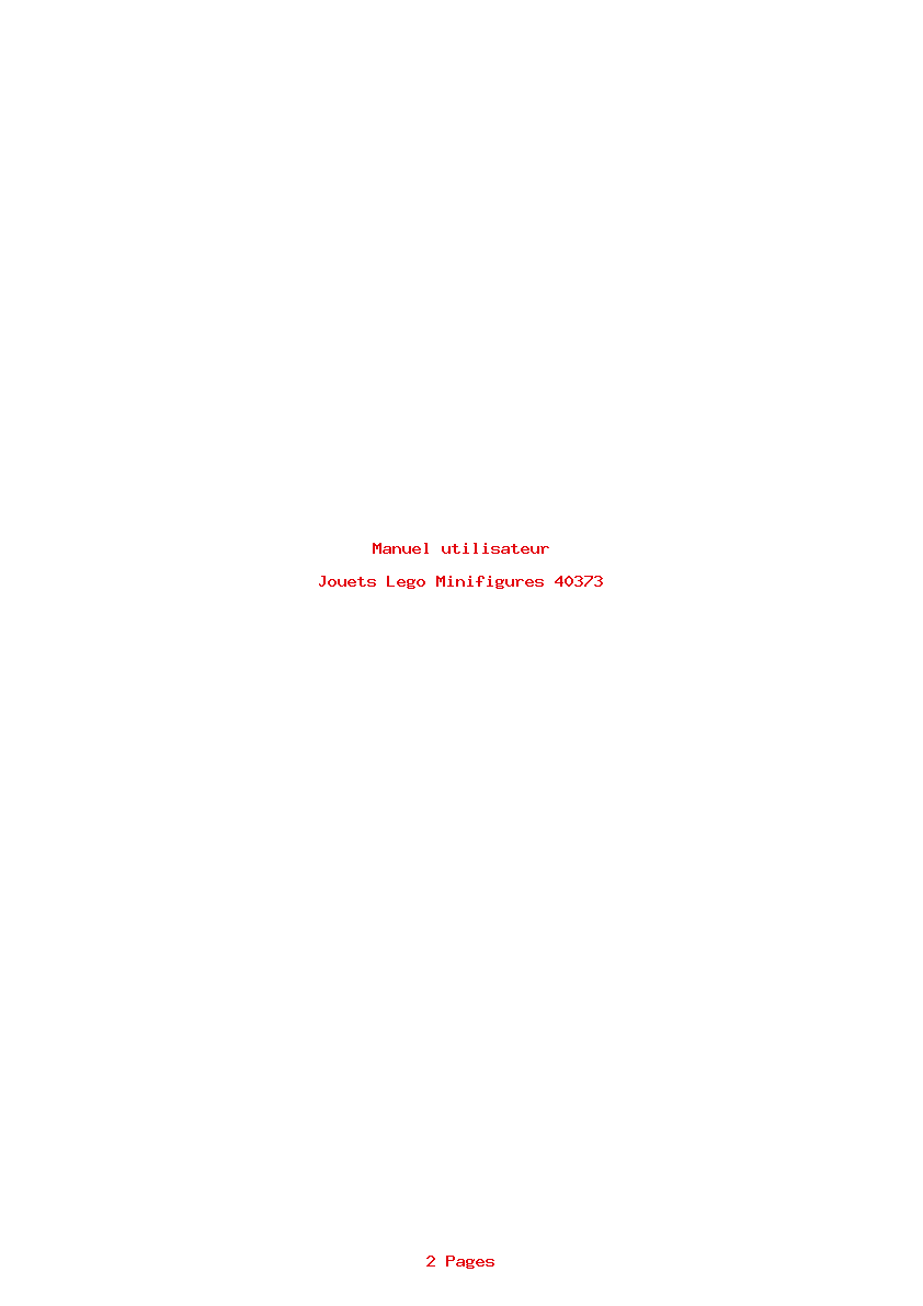 Page 1 de la notice Manuel utilisateur Lego Minifigures 40373