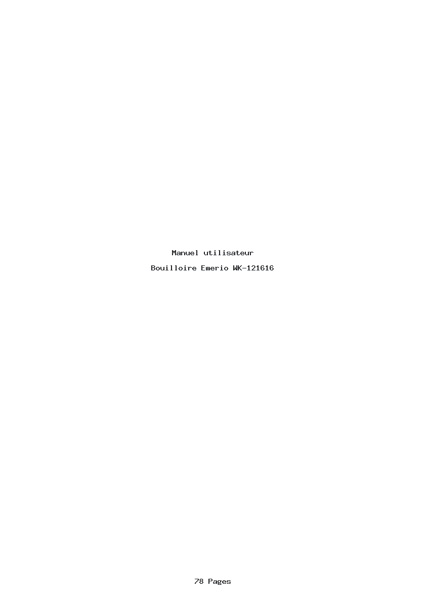 Page 1 de la notice Manuel utilisateur Emerio WK-121616
