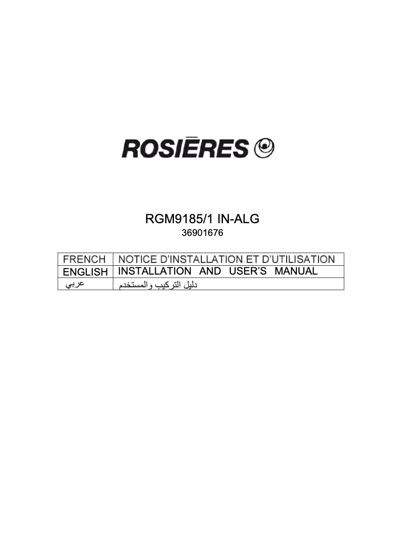 Page 1 de la notice Manuel utilisateur Rosieres RGM 9185