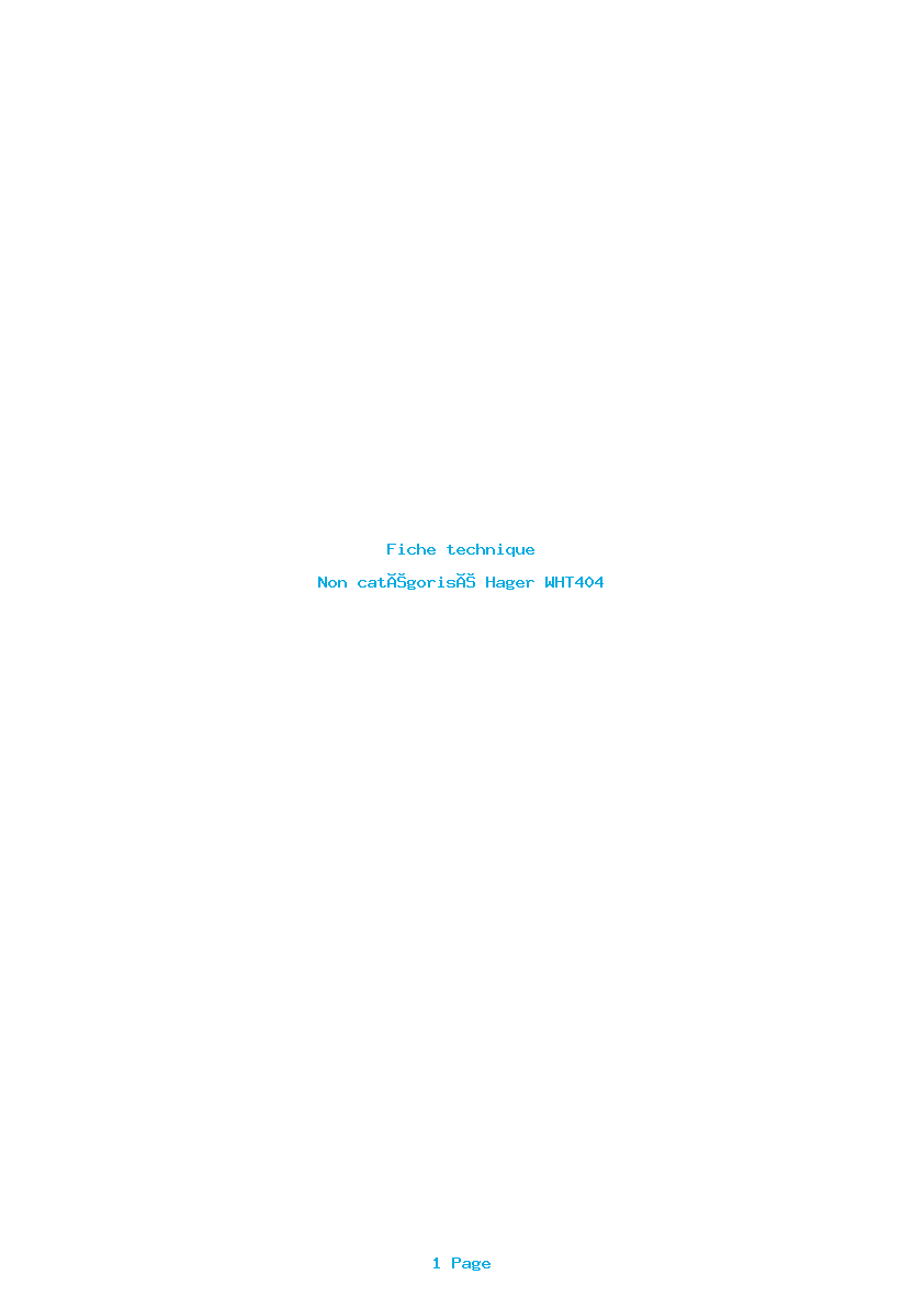 Page 1 de la notice Fiche technique Hager WHT404
