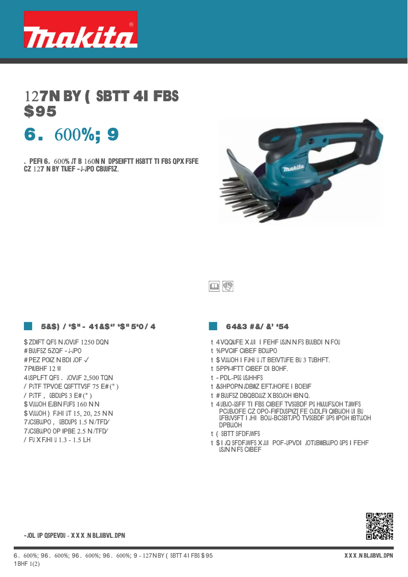 Page 1 de la notice Fiche technique Makita UM600DZX