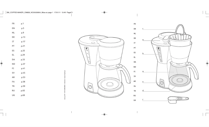 Page 1 de la notice Manuel utilisateur Moulinex Noumea FG2112
