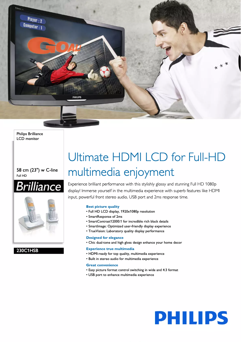 Page n°1 - Fiche technique Philips Brilliance 230C1HSB