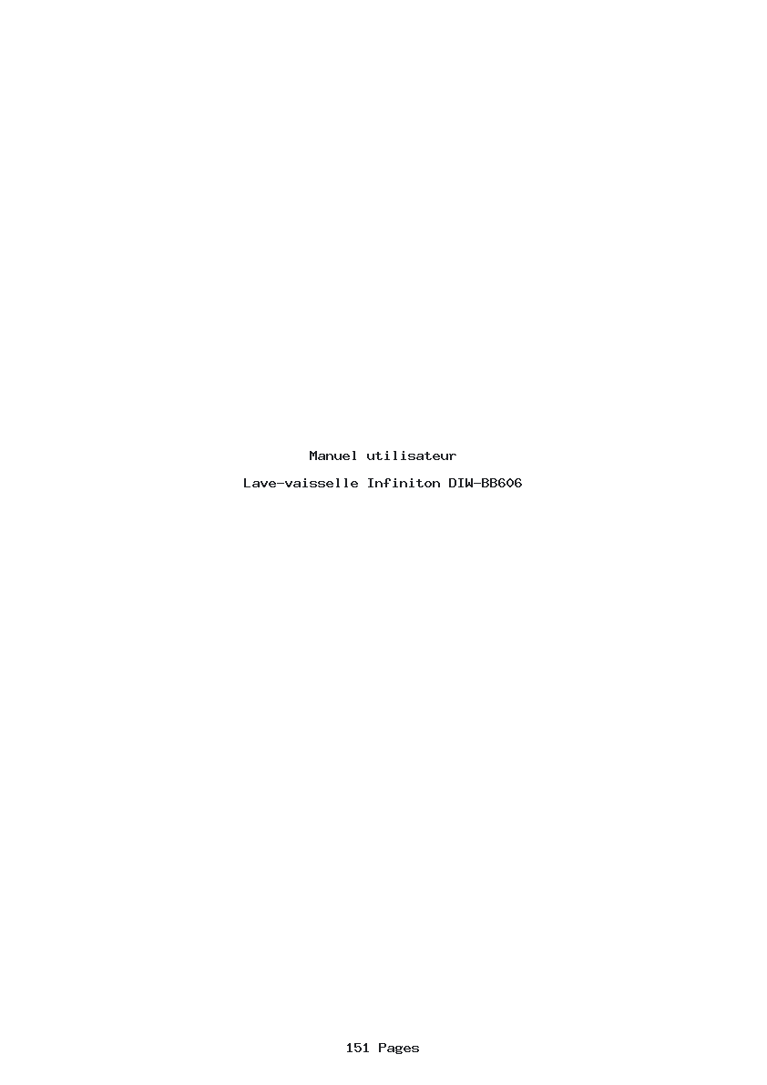 Page 1 de la notice Manuel utilisateur Infiniton DIW-BB606