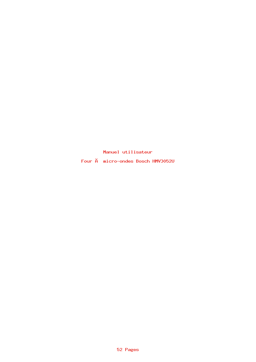 Page 1 de la notice Manuel utilisateur Bosch HMV3052U