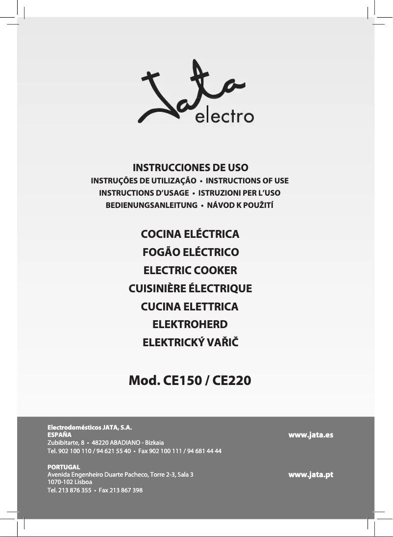 Page 1 de la notice Manuel utilisateur Jata CE150