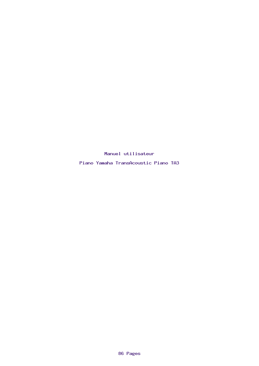 Page 1 de la notice Manuel utilisateur Yamaha TransAcoustic Piano TA3