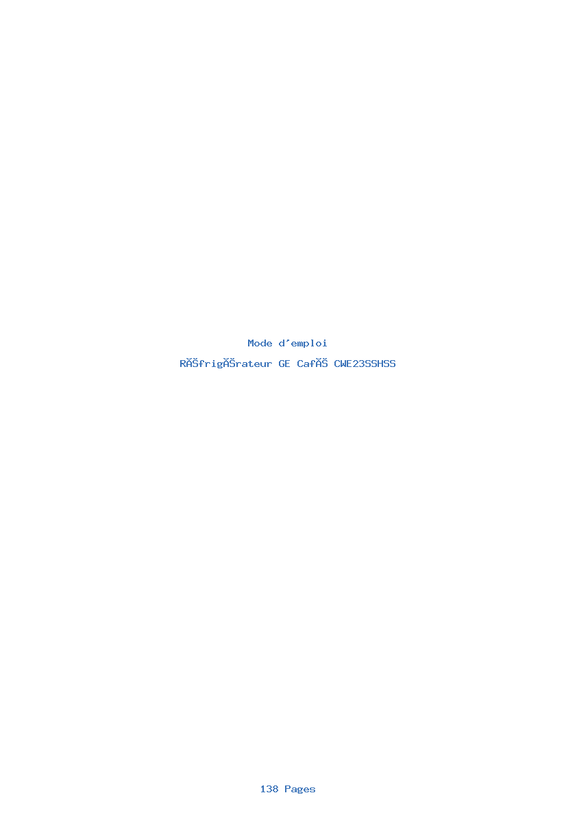 Page 1 de la notice Mode d'emploi GE Café CWE23SSHSS