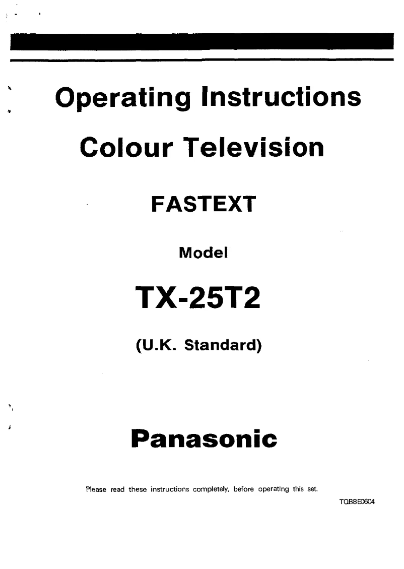 Page 1 de la notice Manuel utilisateur Panasonic TX-25T2
