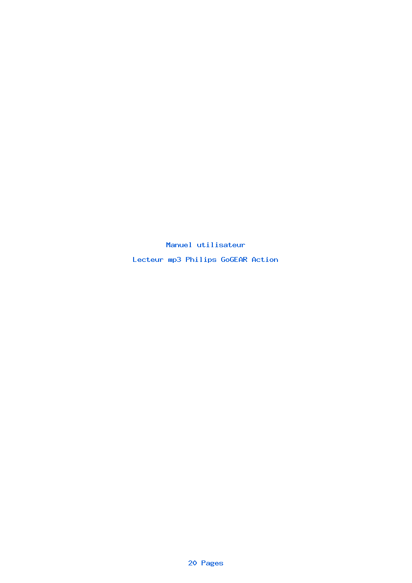 Page 1 de la notice Manuel utilisateur Philips GoGEAR Action