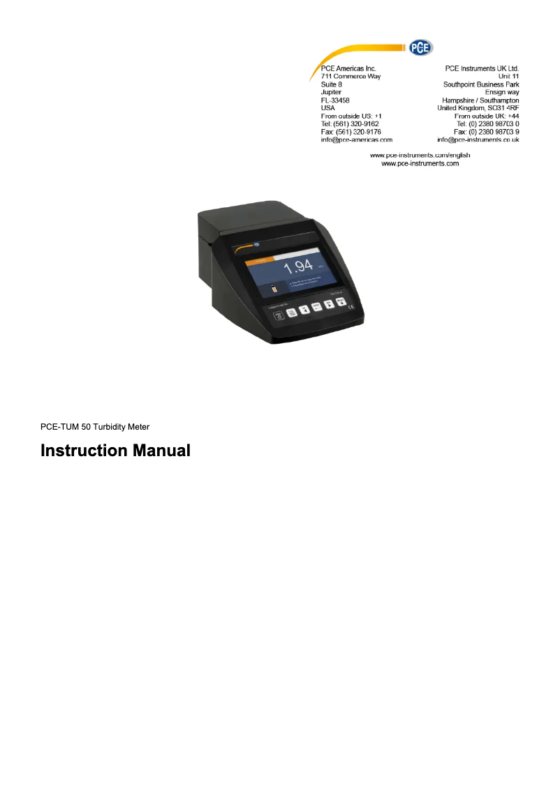 Page 1 de la notice Manuel utilisateur PCE Instruments PCE-TUM 50