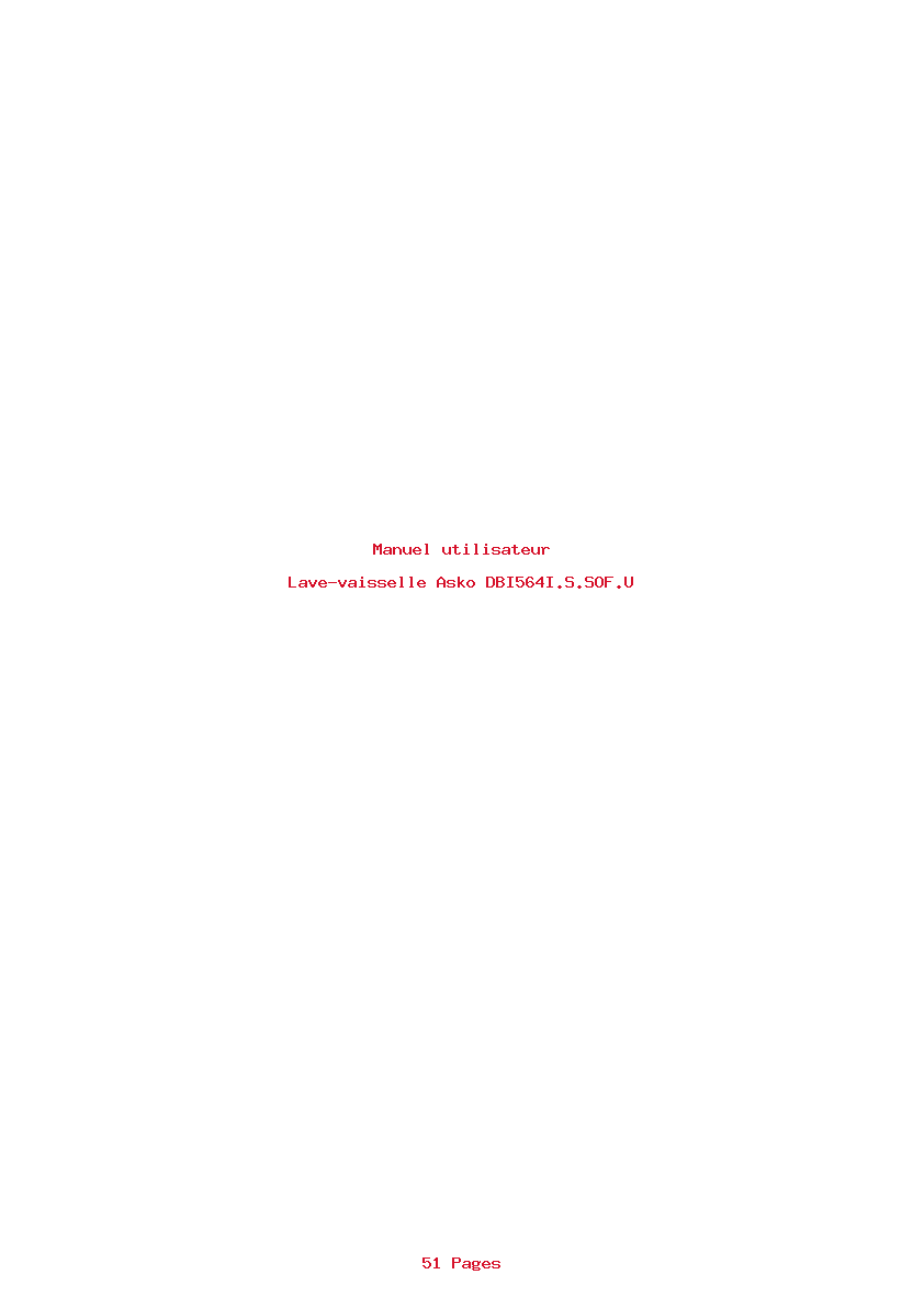 Page 1 de la notice Manuel utilisateur Asko DBI564I.S.SOF.U