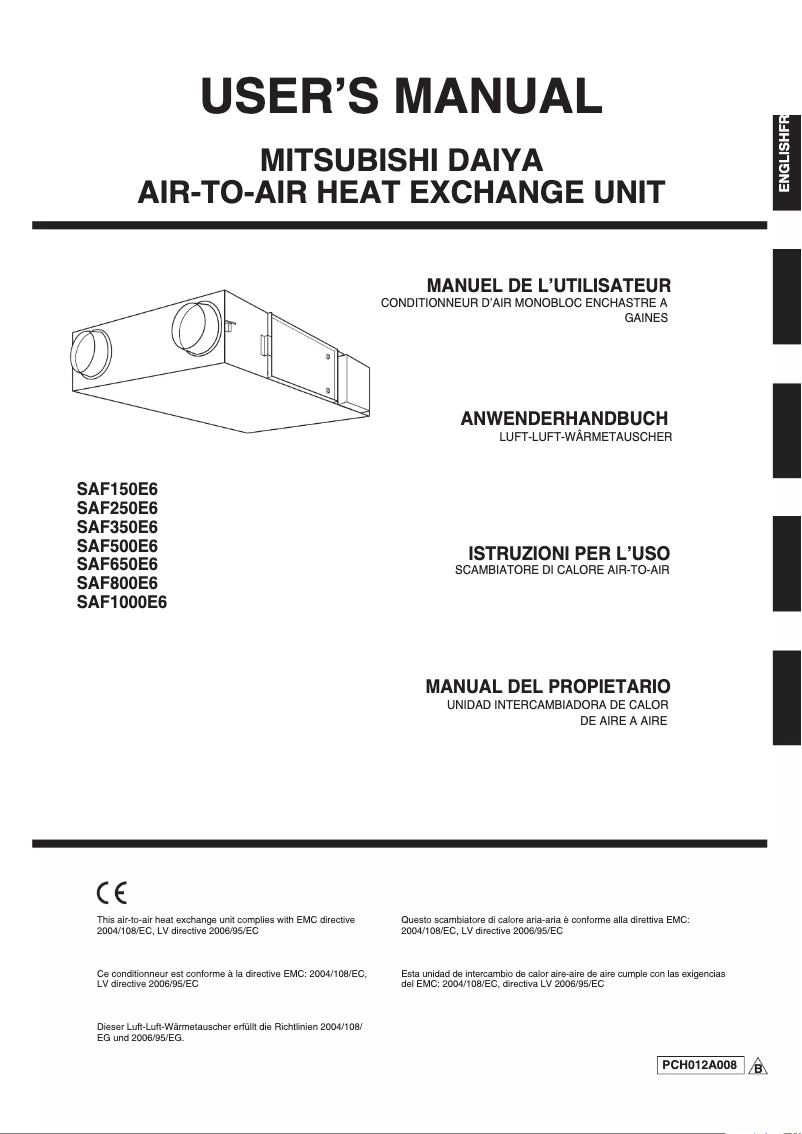 Página 1 del manual Manual de usuario Mitsubishi SAF500E6
