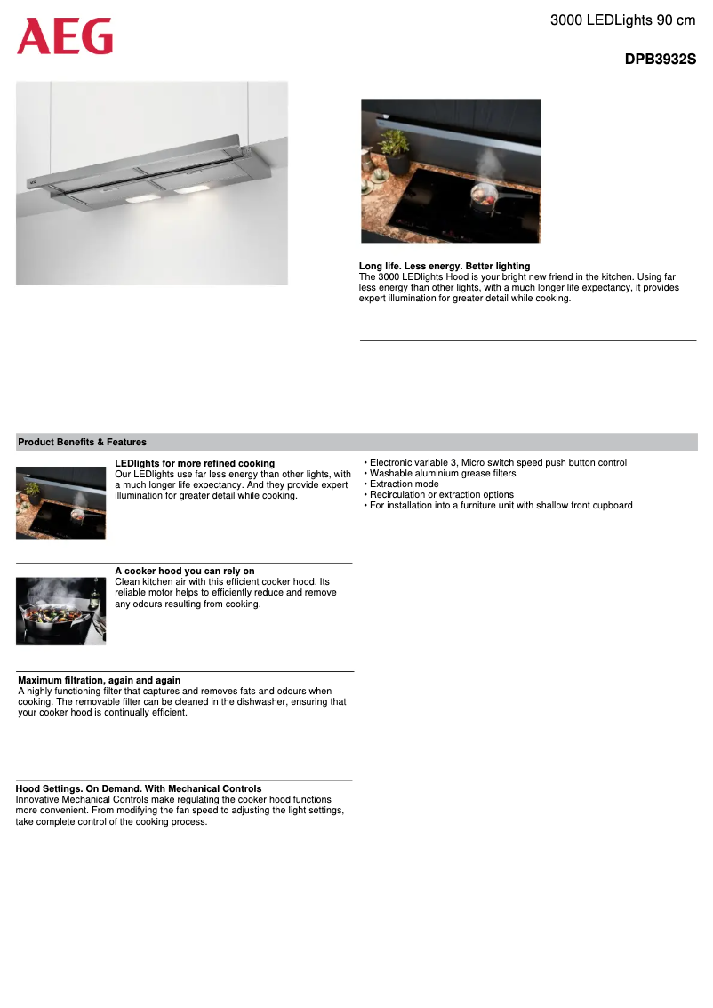 Page 1 de la notice Fiche technique AEG DPB3932S