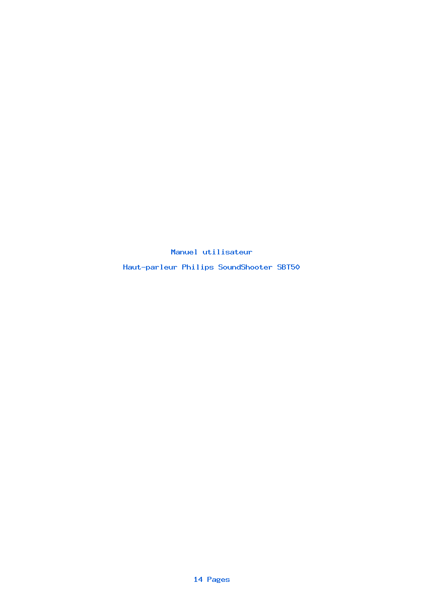 Page 1 de la notice Manuel utilisateur Philips SoundShooter SBT50