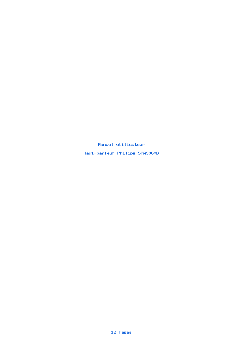 Page 1 de la notice Manuel utilisateur Philips SPA9060B
