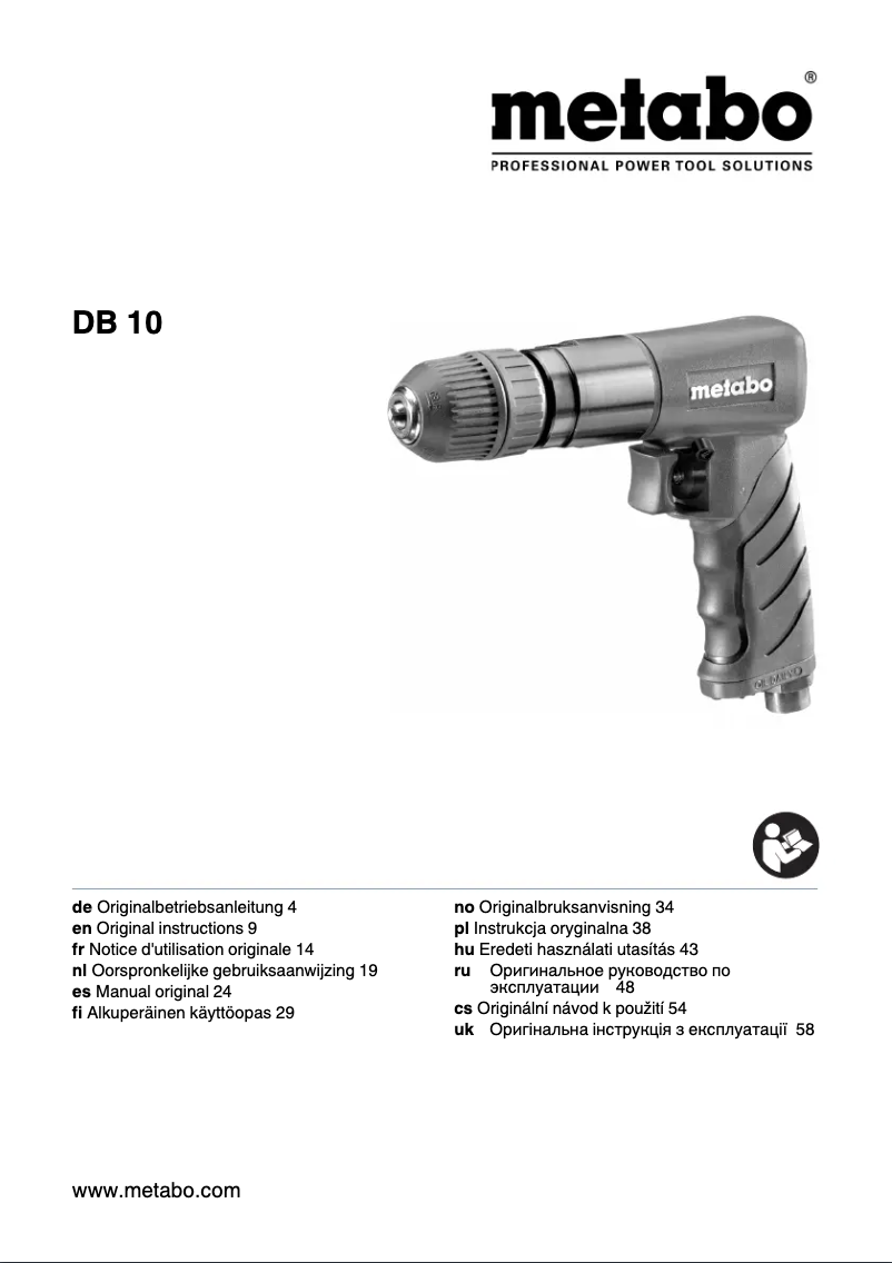Page 1 of the manual User Manual Metabo DB 10