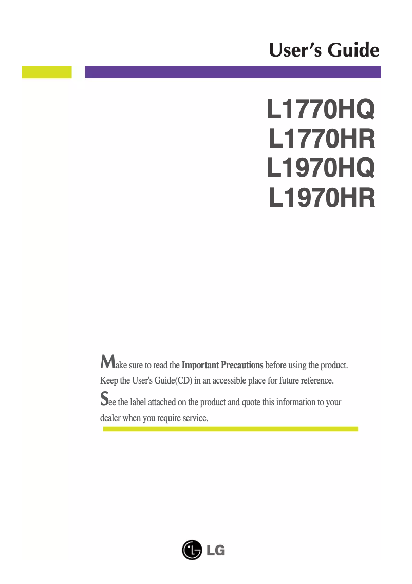 Page 1 de la notice Manuel utilisateur LG L1770HR-WF