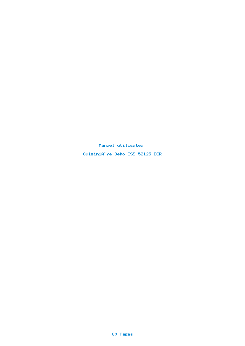 Page 1 de la notice Manuel utilisateur Beko CSS 52125 DCR