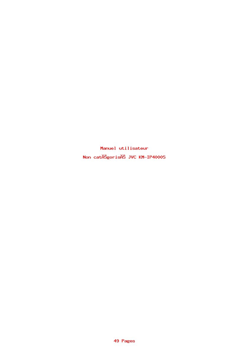 Page 1 de la notice Manuel utilisateur JVC KM-IP4000S