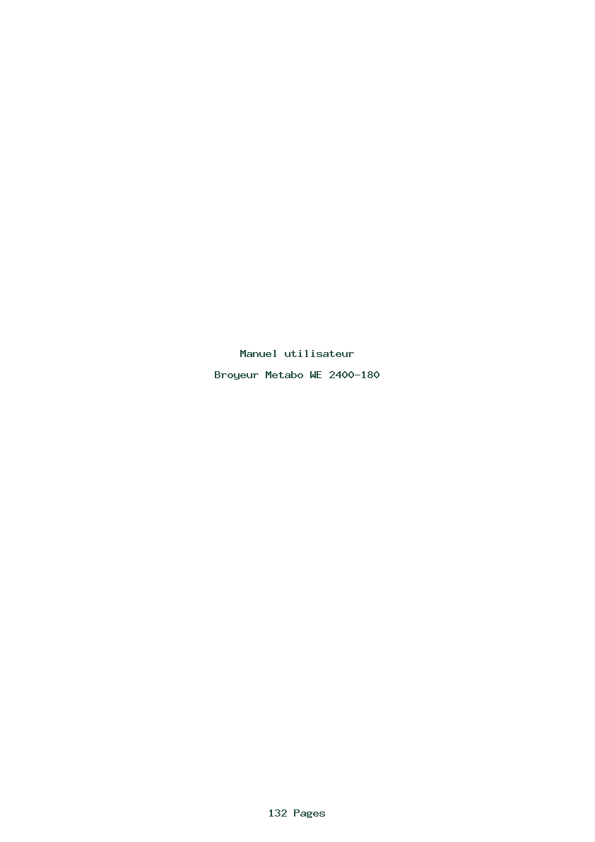 Page 1 de la notice Manuel utilisateur Metabo WE 2400-180