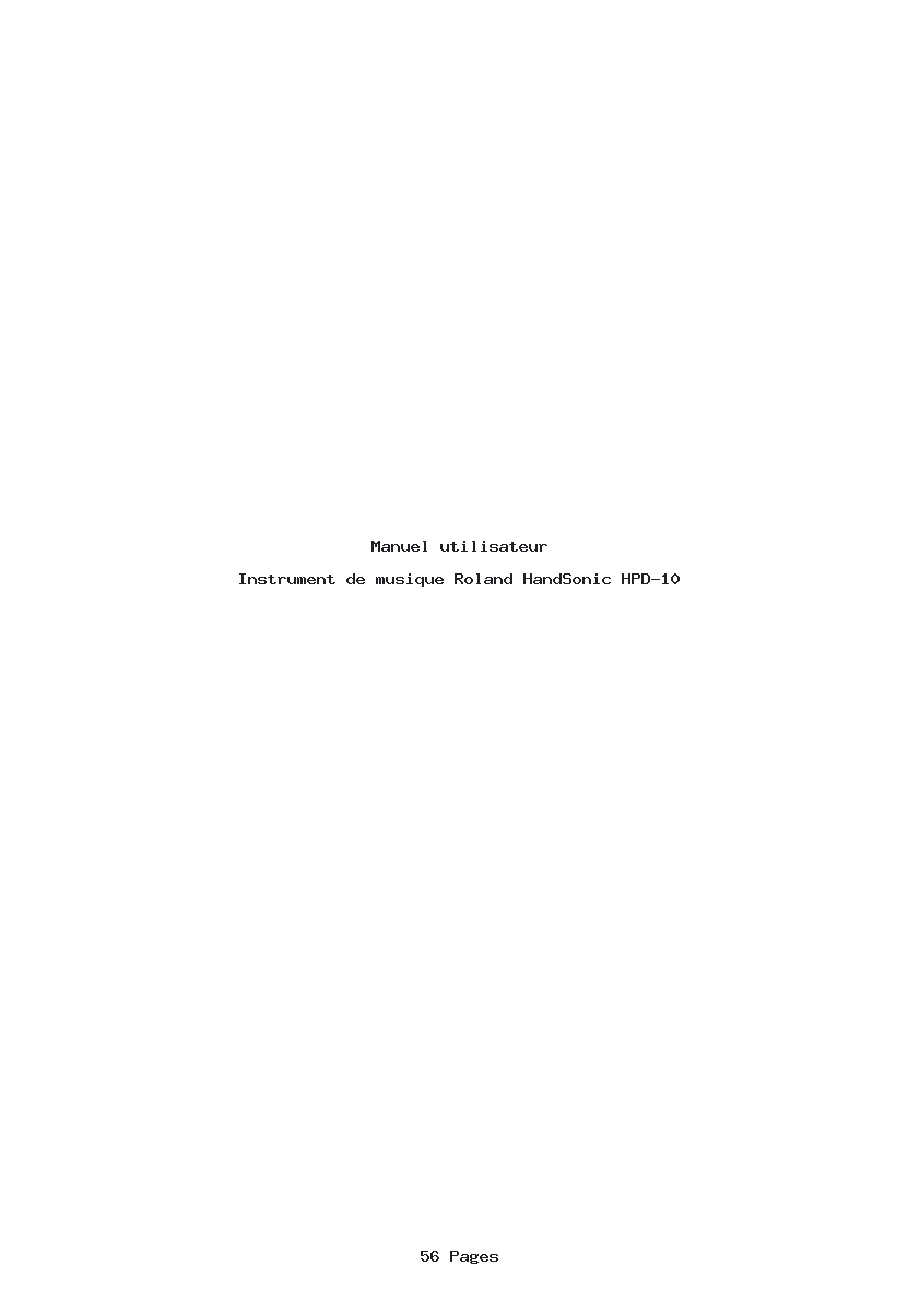 Page 1 de la notice Manuel utilisateur Roland HandSonic HPD-10