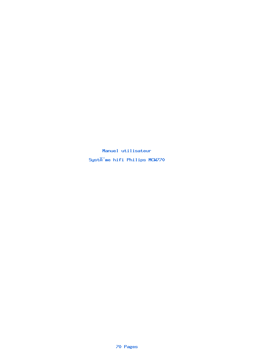 Page 1 de la notice Manuel utilisateur Philips MCW770